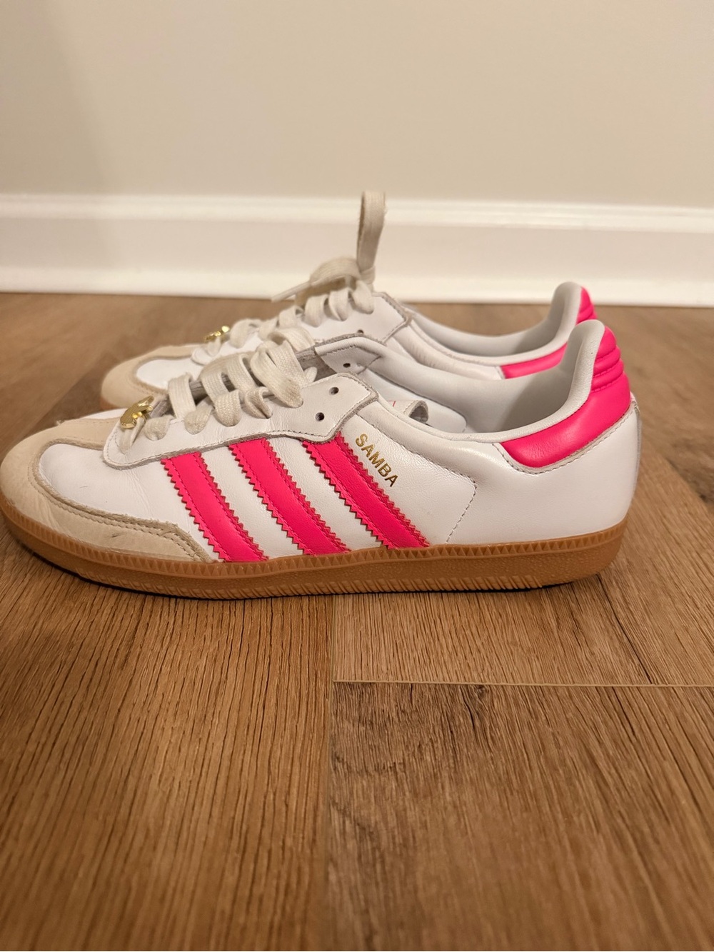 adidas Samba Women's White & Hot Pink Leather Sneakers